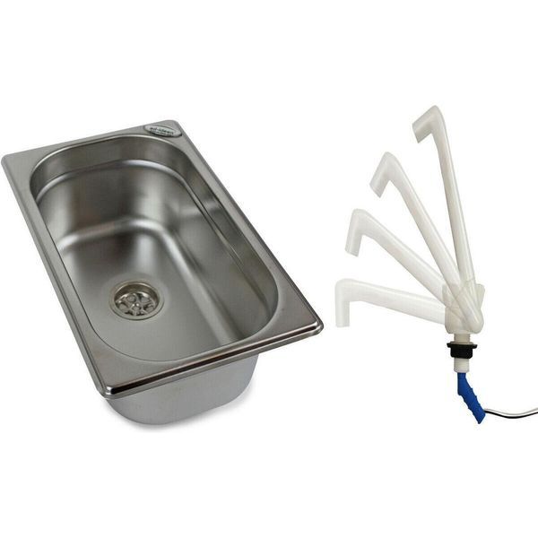 Lavello In Acciaio Inox Lavello Per Campeggio Lavello Per Caravan 265X160X100 + Rubinetto-image