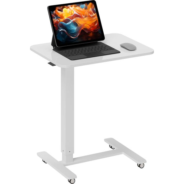 Homcom Seduta Stand-Up Regolabile In Altezza Scrivania A C Tavolo Salvaspazio Per Laptop Scrivania In Piedi Con Rotelle Per Studio Bianco 65 X 48 X 70-110 Cm-image