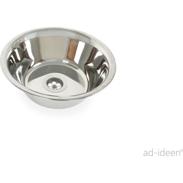 Lavello In Acciaio Inox Lavello Rotondo 28 Cm Lavabo Imbis Con Scarico 1 1/2""-image