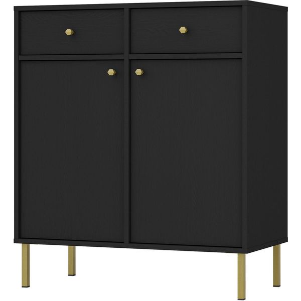 Selsey Oktio - Credenza A 2 Ante Con 2 Cassetti, Nero-Grafite, 84 Cm-image