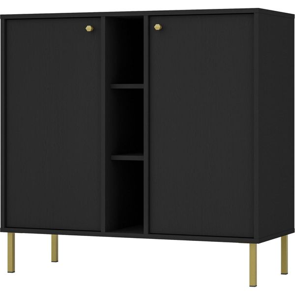 Selsey Oktio - Credenza A 2 Ante Con Ripiani, Nero-Grafite, 100 Cm-image