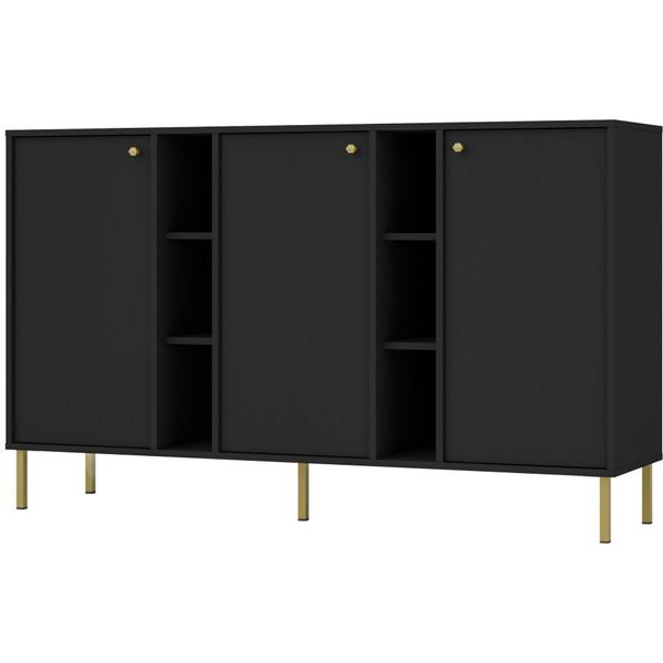 Selsey Oktio - Credenza A 3 Ante Con Ripiani, Nero-Grafite, 159 Cm-image