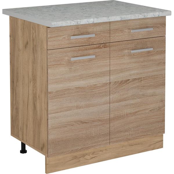Vicco Mobiletto Base Per Cucina R-Line, 80 Cm Pl Marmo, Sonoma/Quercia Dorata-image