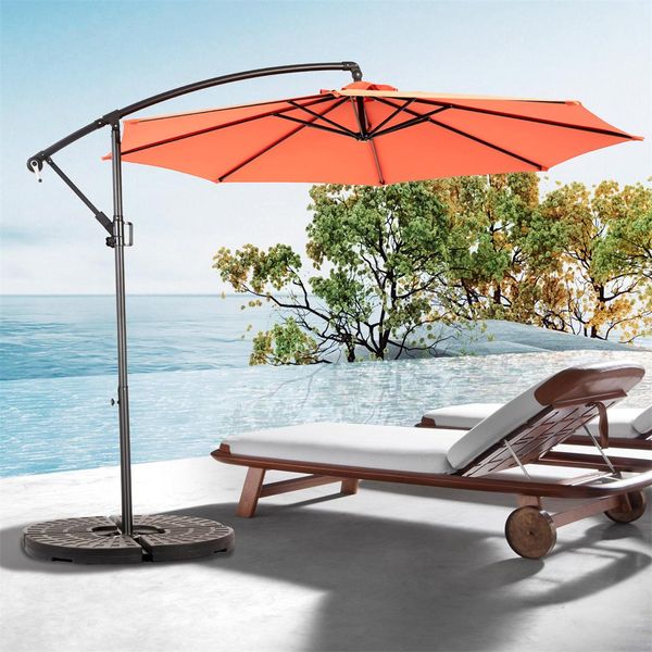 Supporto Per Ombrellone Aiorber, 14,8 Piedi, Ombra Forte, Design Bifacciale, Facile Da Usare, Meccanismo A Manovella, Per Giardino, Cortile, Arancione-image