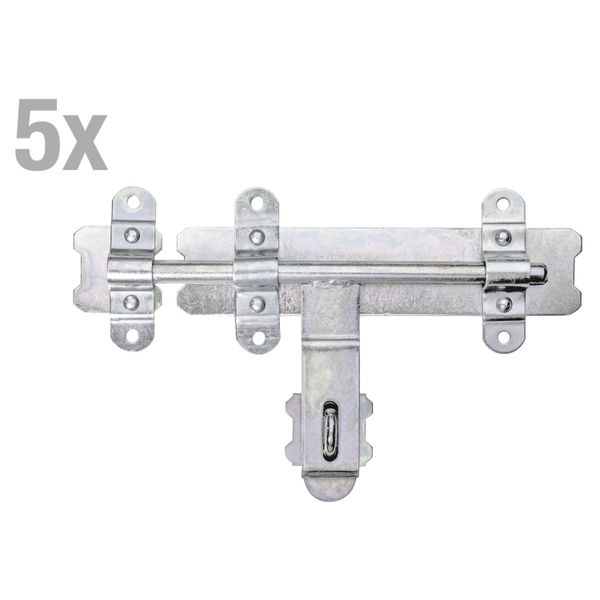 Alberts 830984 Catenaccio, Con Impugnatura Rotonda E Anello Fisso, Zincato, Passivato A Film Spesso, Piastra 280 X 60 Mm, Bullone Ø 16 Mm, Lunghezza Totale 340 Mm, Set Da 5-image