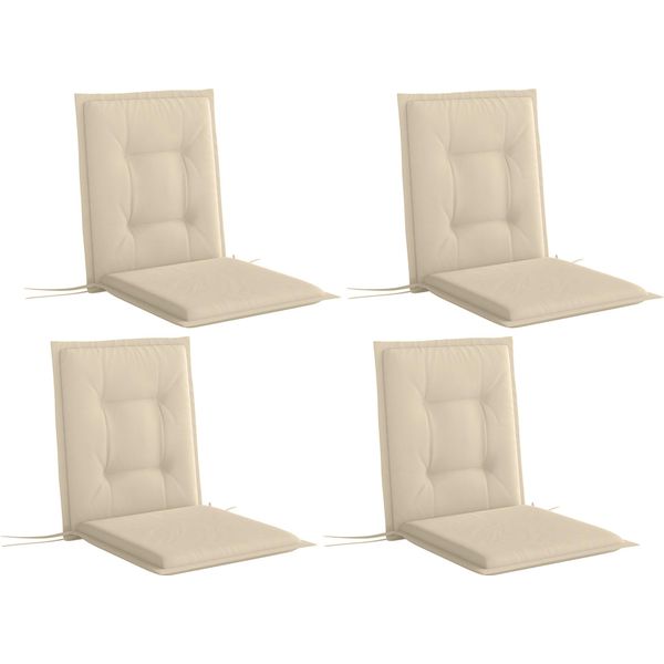 Outsunny Set Di 4 Cuscini Per Sedia 108 X 50 X 5 Cm Cuscino Per Sedia Con Cinghie, Cuscino Per Sedile Da Interno Per Esterni, Cuscino Per Sedile, Cuscino Per Panca Per Mobili Da Giardino, Sedia Per Sedersi, Sedia Da Pranzo, Beige-image