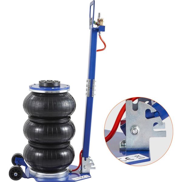 Succebuy Cric Pneumatico Da 3 Tonnellate, Cric Triplo Da 6600 Libbre Con Sei Tubi In Acciaio, Solleva 17,7 Pollici In 3-5 Secondi, Cric Pneumatico Con Maniglie Lunghe Regolabili Per Auto E Garage (Blu)-image