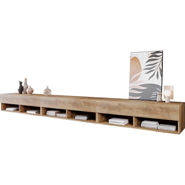 Minio Go For It, Mobile Tv, Lavagna Bassa "Anne"", 300 Cm, Con Illuminazione Led, Colore Castagno Wroclaw"-image