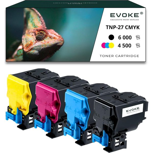 4X Toner Per Konica Minolta A0X5153 / TNP27K-TNP27B A0X5153 / TNP27K Cmyk = Nero + Blu + Rosso + Giallo | Sostituzione Per C25 Ineo+ 25-image