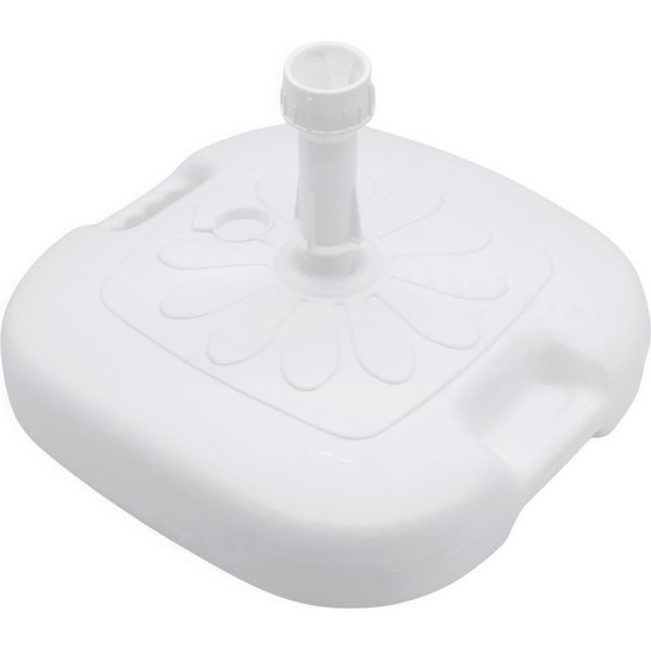 3.09 Base Per Ombrellone In Plastica Con Decoro Floreale - 16 Litri / Ca. 44 X 44 Cm - Colore: Bianco-image