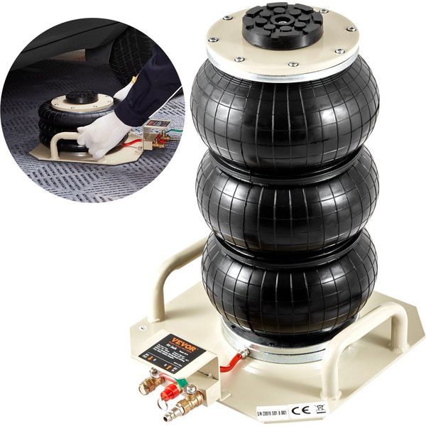 Martinetto Pneumatico Air Jack 3 T, Bianco Martinetto A Tre Sacchi D'aria 140-450 Mm Di Altezza Di Sollevamento Martinetto A Sacchi D'aria, Martinetto A 5 Minuti Di Sollevamento Per Suv, Camion, Autobus Ecc.-image