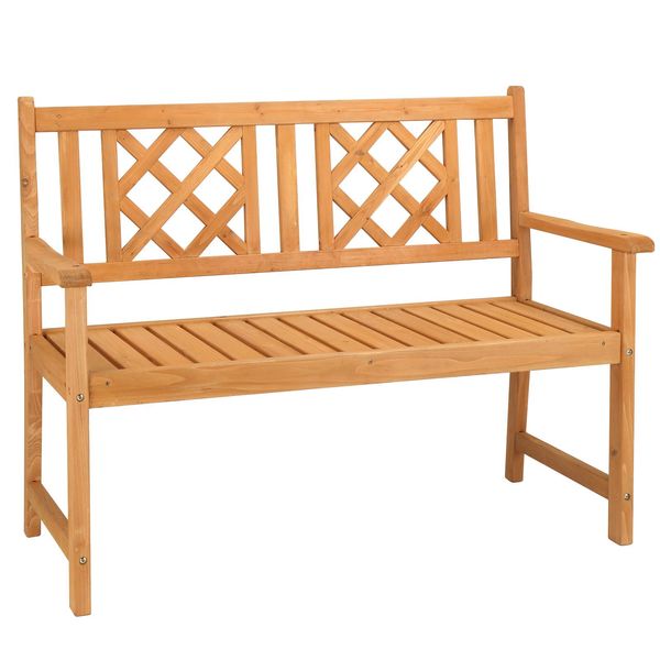 Fch Panca Da Giardino In Legno Panca Da Parco In Legno, 2 - 3 Persone Panca Da Giardino Mobili Da Giardino, 270Kg, 118 X 53 X 90CM-image