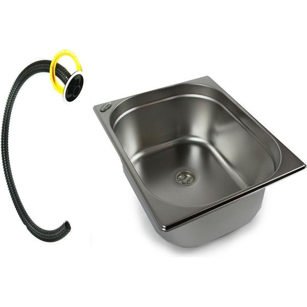 Lavello In Acciaio Inox 325X265X150 Mm Lavandino Da Campeggio + Coperchio Speciale 1M-image