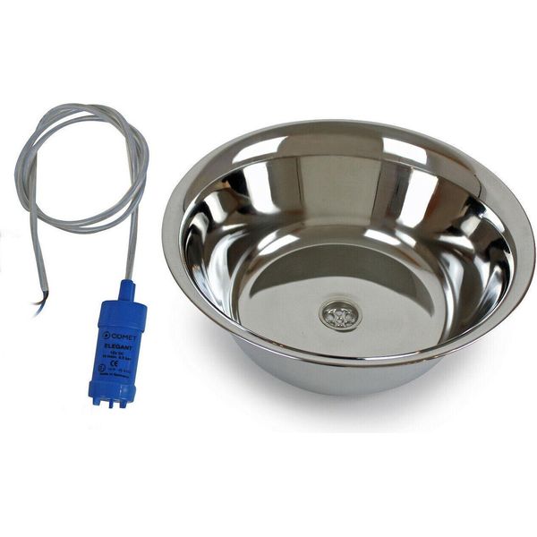 Lavello In Acciaio Inox Lavandino Da Campeggio 36 Cm Ø + Pompa Barca Womo Caravan-image