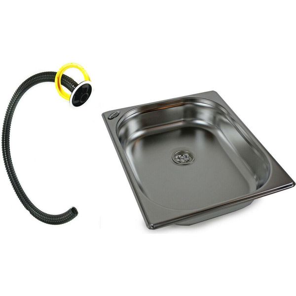 Lavello In Acciaio Inox 325X265X65 Mm Lavandino Da Campeggio + Coperchio Speciale 1M-image