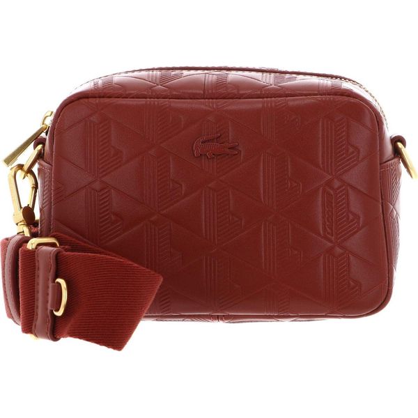 Lacoste Pelle Borsa A Tracolla Maheki Crossover Bag Iberis Rosso Scuro-image
