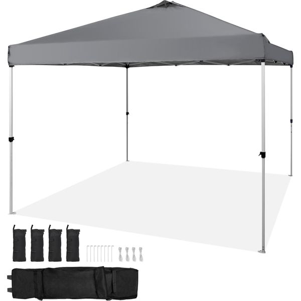 Succebuy 10 X 10 Ft Pop-Up Canopy Tent - Dark Grey. Telone Inpoliuretano250 D Con Rivestimento Argentato. Fornita Con Borsa Avvolgibile E 4 Sacchi Di Sabbia-image