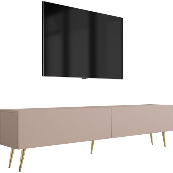 Mobile Tv : Marrone Caramello, 170 X 52 X 32 Cm, Gambe Dorate-image