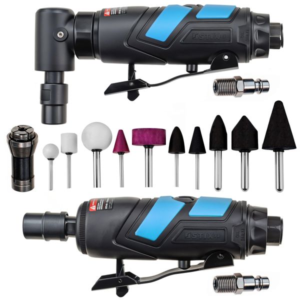 Smerigliatrice Pneumatica Per Aste Stix + Smerigliatrice Angolare Pneumatica STT-R1 + R2, Set Di Accessori-image