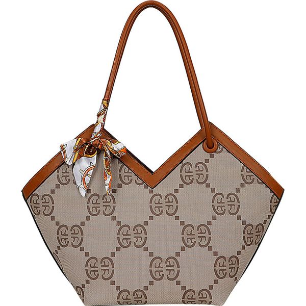 Gallantry, Borsa Da Donna Stampata Con Elegante Sciarpa, Marrone-image