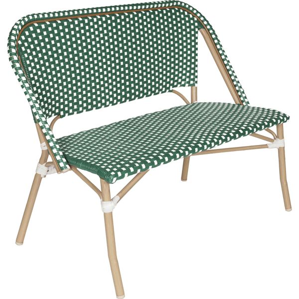 Panca Da Giardino In Alluminio E Rattan Sintetico Bianco E Verde - Oviala Belleville-image