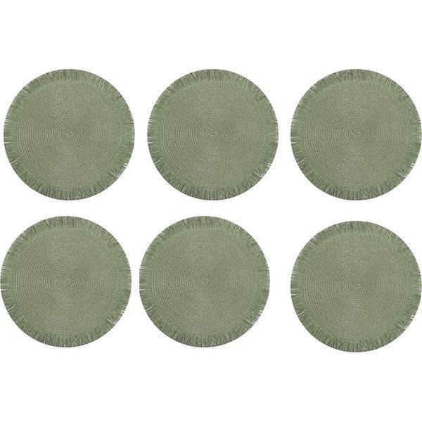 Inf Set Di 6 Tovagliette - Tovagliette Di Carta Intrecciata Verde-image