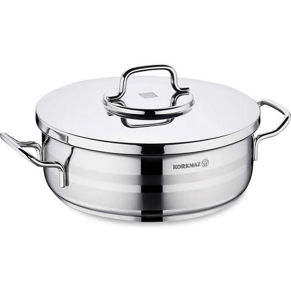Korkmaz Astra2 Casseruola Bassa 26 X 8,5 Cm - 4,5 L, Pentola In Acciaio Inox Con Coperchio-image