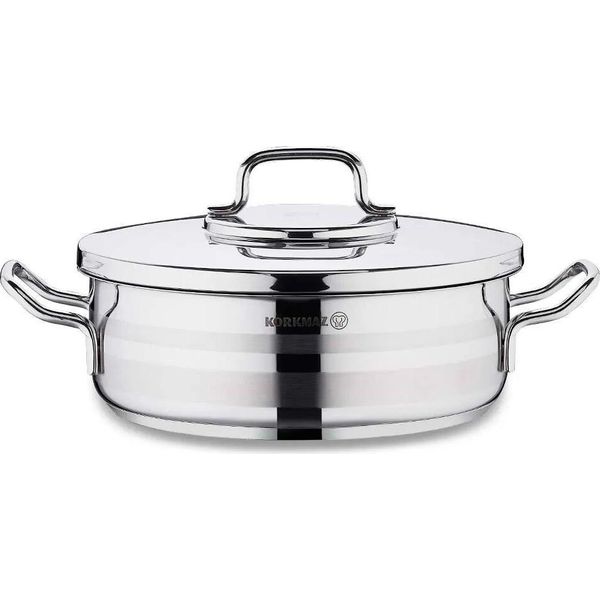 Korkmaz Astra2 Casseruola Bassa 32 X 9 Cm - 7 L, Pentola In Acciaio Inox Con Coperchio-image