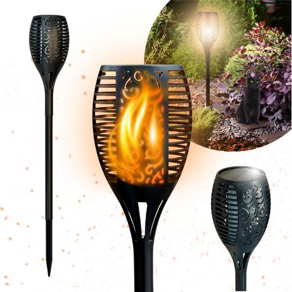 Grande Lampada Solare Per Il Giardino Led 96, Torcia Da Giardino Con Effetto Fiamma Realistico IP65 Blixtar-image