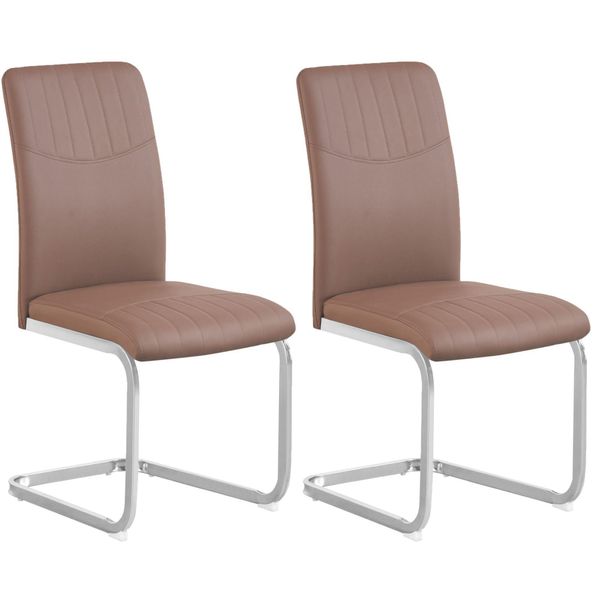Sedia Da Pranzo Casa Dolce Deni, Set Di 2, 43X58,5X96 Cm, Marrone, Rivestimento In Pelle Finta, Struttura Cromata-image