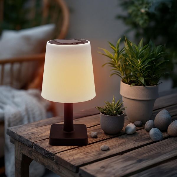 Lampada Solare Da Tavolo Con Base Nera - Circa 23 X 12 Cm - Lampada Da Tavolo Per Esterni-image