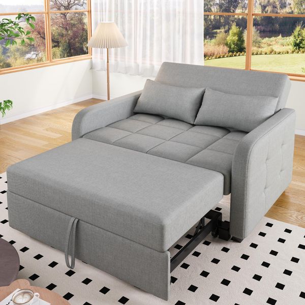 Divano Letto Pieghevole Multifunzionale Merax - Schienale Regolabile, Divano Letto 180X127 Cm, Divano Salvaspazio 2 In 1 Con Cuscini, Grigio-image