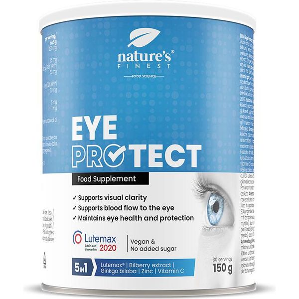 Eye Protect - Protezione Naturale Degli Occhi - Gusto Mirtillo - Con Luteina, Zinco E Zeaxantina - Vegan - Nature's Finest - 150 G-image