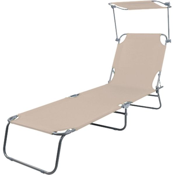 Lettino Da Giardino A 3 Gambe Da Campeggio Lettino Prendisole 186X55X24Cm Con Tettuccio-image