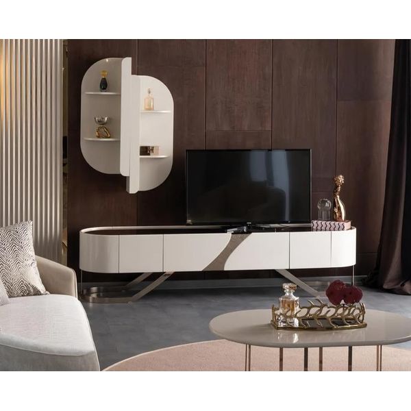Parete Attrezzata Credenza Mensola A Muro Mobile Tv Credenza Bassa Tv Specchio-image