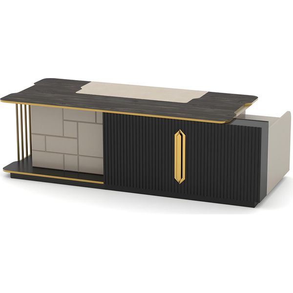 Scrivania Scrivania Per Ufficio Scrivania Per Computer Studio Mobili Per Ufficio Oro Nero-image