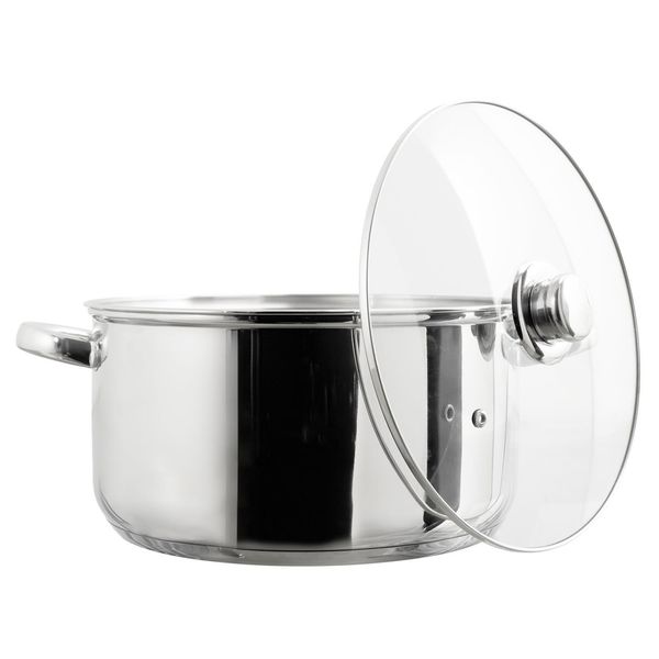Pentola In Acciaio Inox Con Coperchio In Vetro - ø 26 X 18 Cm - Adatta A Tutti I Tipi Di Piano Cottura - 6 Litri - Argento-image