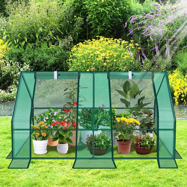 Serra Clanmacy 180X90X90Cm Serra In Foglio Per Esterni Serra Con Cerniera E 2 Finestre Verde-image