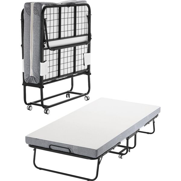 Letto Pieghevole Vevor, Letto Singolo Con Materasso In Memory Foam (190 X 98 Cm), 204,1 Kg Letto Pesante Per Adulti, Letto In Metallo Per Camera Da Letto E Soggiorno-image