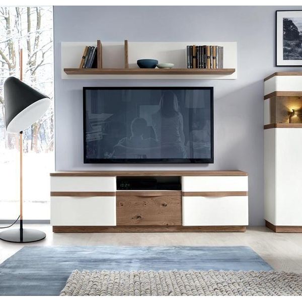 Set Da Salotto Mobili Moderni In Legno Scaffale A Muro Per Tv-Lowboard Lussuoso-image