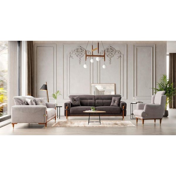 Confortevole Divano A 3 Posti In Elegante Grigio Design Senza Tempo Soggiorno Moderno-image