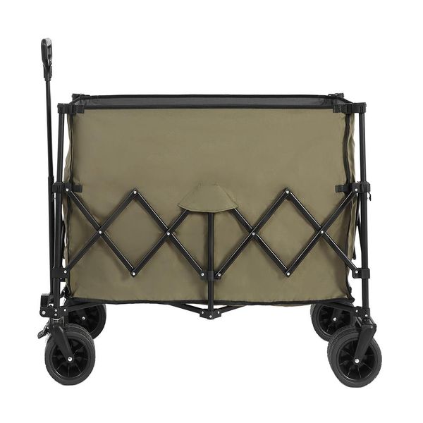 Carrello A Mano Aiorber, 300L, Pieghevole, Con Ruote Grandi, Carico Massimo 220 Lbs, Carrello Per Attrezzature, Con Portabicchieri, Per Campeggio, Spiaggia, 109X53X83Cm, Verde Militare-image