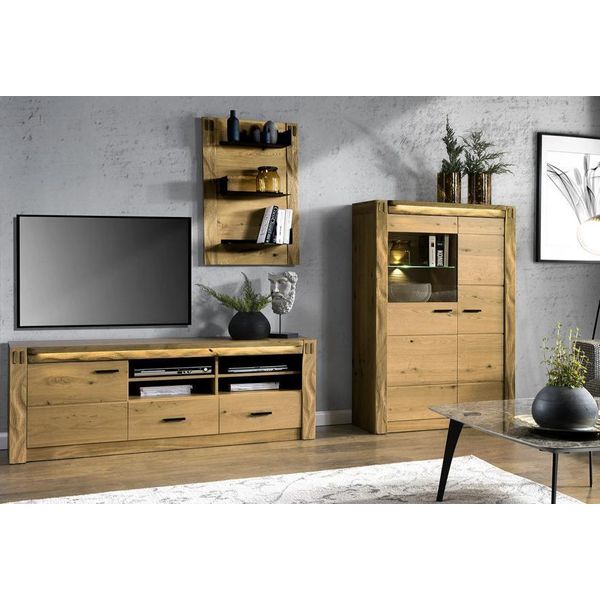 Soggiorno Mobili Moderni In Legno Tv-Basso Vetrina Lussuoso Set Di Mensole A Muro 3Pcs-image