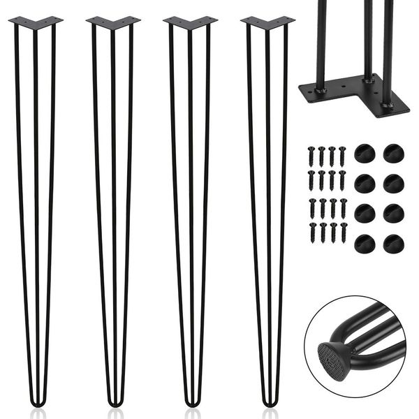 Aopunly 4X 72Cm Gambe A Forcina Per Tavolo Gambe A Forcina 3 Staffe Telaio Tavolo Fai Da Te Tavolo Pattini Tavolo Da Pranzo Nero-image