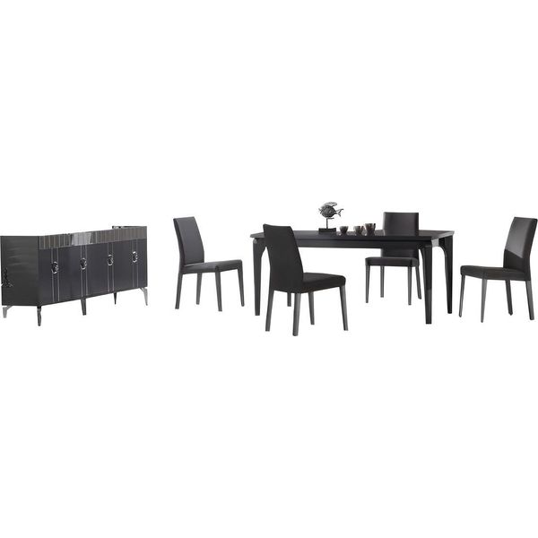 Set Sala Da Pranzo Tavolo Da Pranzo 4X Sedie Credenza 6 Pezzi Mobili Moderni Mobili Di Design Grigi-image
