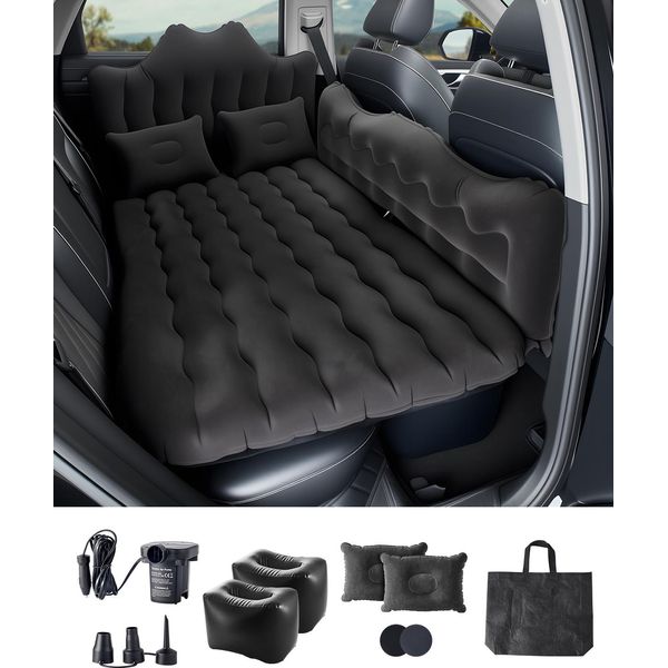 Vevor Materasso Gonfiabile Per Auto, Materasso Da Campeggio Gonfiabile (Sedile Posteriore), Letto Da Viaggio Imbottito, Materassino Da Campeggio Portatile, Adatto Alla Maggior Parte Delle Berline Suv Mpv, Nero-image