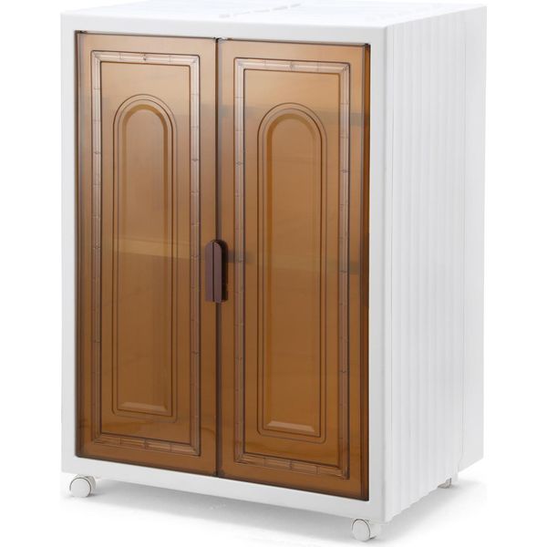 Bettizia, Contenitore Pieghevole, Contenitore A 3 Livelli Con Porta E Ruote Per Cucina, Ufficio E Soggiorno, Bianco-image