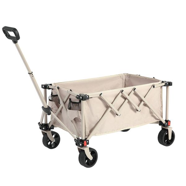 Carrello A Mano Aiorber, 80 L, Pieghevole, Staccabile, Maniglia Auto-Raddrizzante, Trolley, Per Campeggio, Spiaggia, 76,98X48X45Cm, Bianco-image