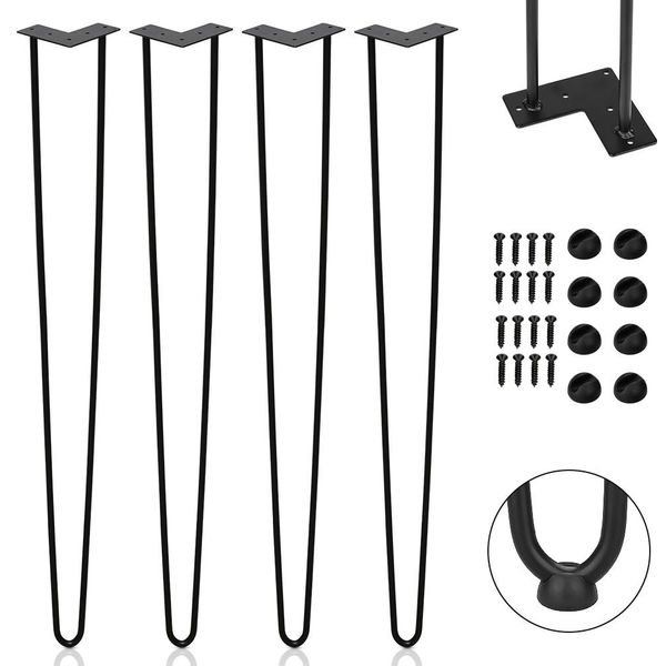 Aopunly 4X 72Cm Gambe A Forcina Per Tavolo Gambe A Forcina 2 Staffe Telaio Tavolo Fai Da Te Tavolo Pattini Tavolo Da Pranzo Nero-image