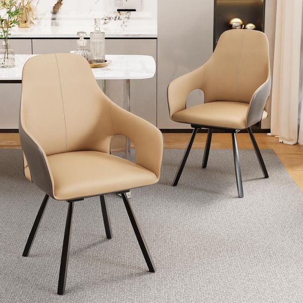 Fativo Set Di 2 Sedie Girevoli Per Sala Da Pranzo Sedia Da Sala Da Pranzo Sedia Da Soggiorno Sedia Da Cucina Sedia Con Schienale In Pelle Sedia Imbottita Fino A 150Kg-image